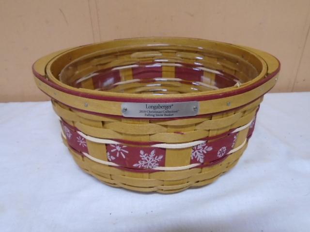 2010 Longaberger Falling Snow Basket w/Protector