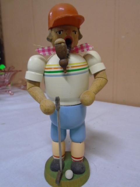 Vintage Erzgebirge Wooden Incense Smoker Man