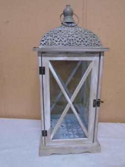 Wood-Metal-Glass Candle Lantern