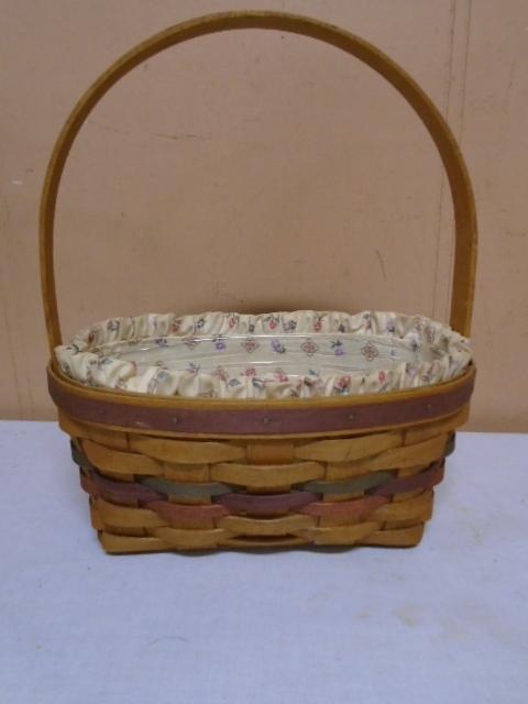 1992 Longaberger Stained Easter Basket w/ Liner & Protector