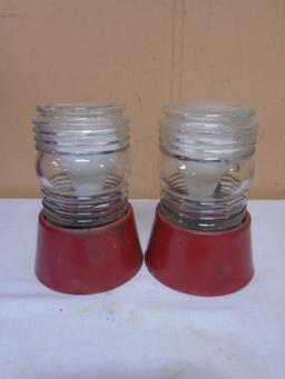 2 Vintage Metal & Glass Light Fixture