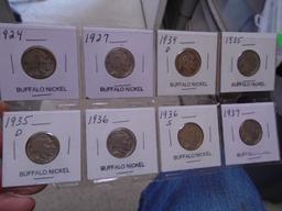 Group of 8 Assorted Date Buffalo Nickels