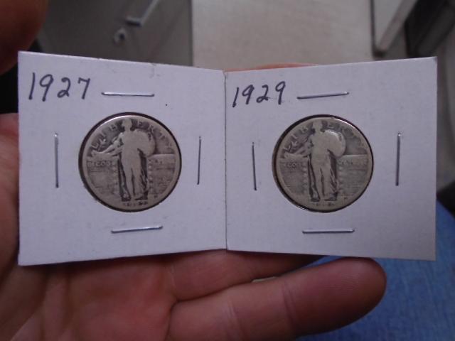 1927 & 1929 Silver Standing Liberty Quarters