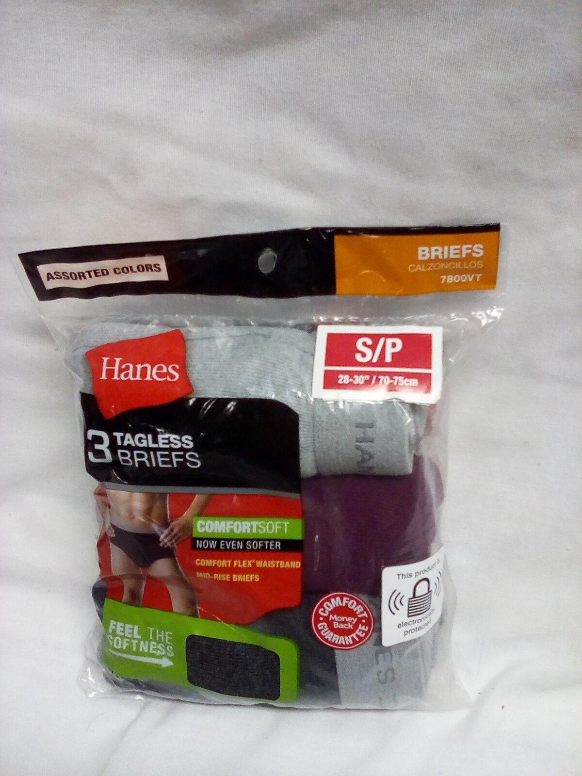 Hane's Size Small Qty. 3 Pair Colored Tagless Briefs