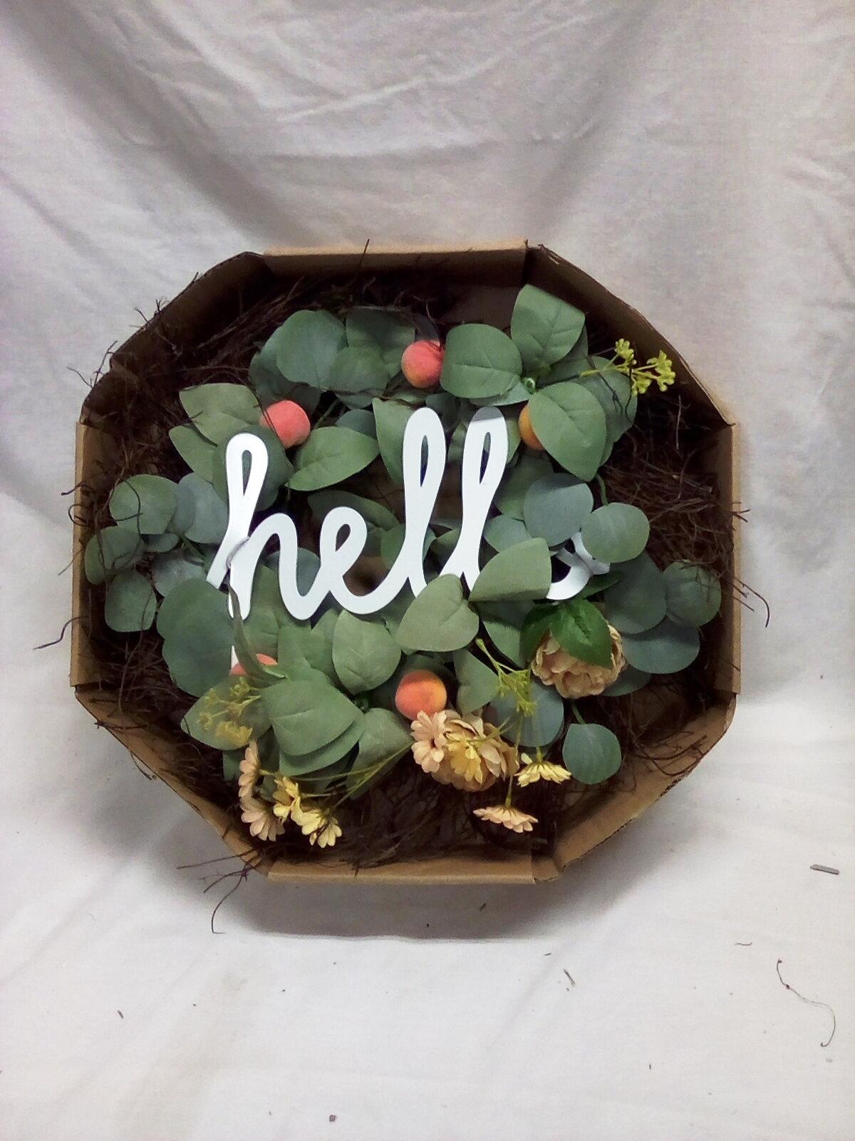 16" "Hello" Hanging Wreath