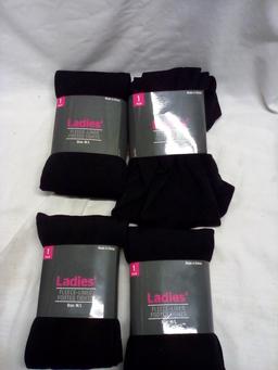 4 pair Ladies Fleece- Lined Footed Tights size M/L