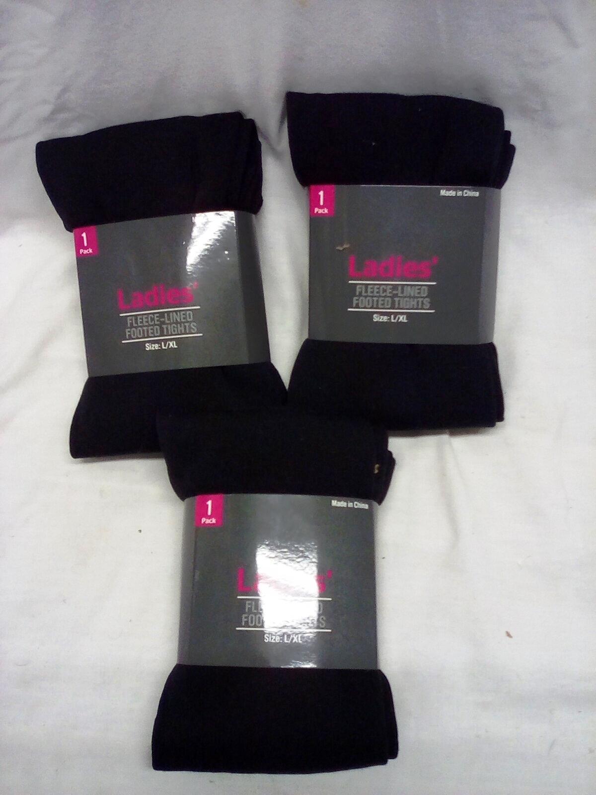 3 pair Ladies Fleece- Lined Footed Tights size L/XL