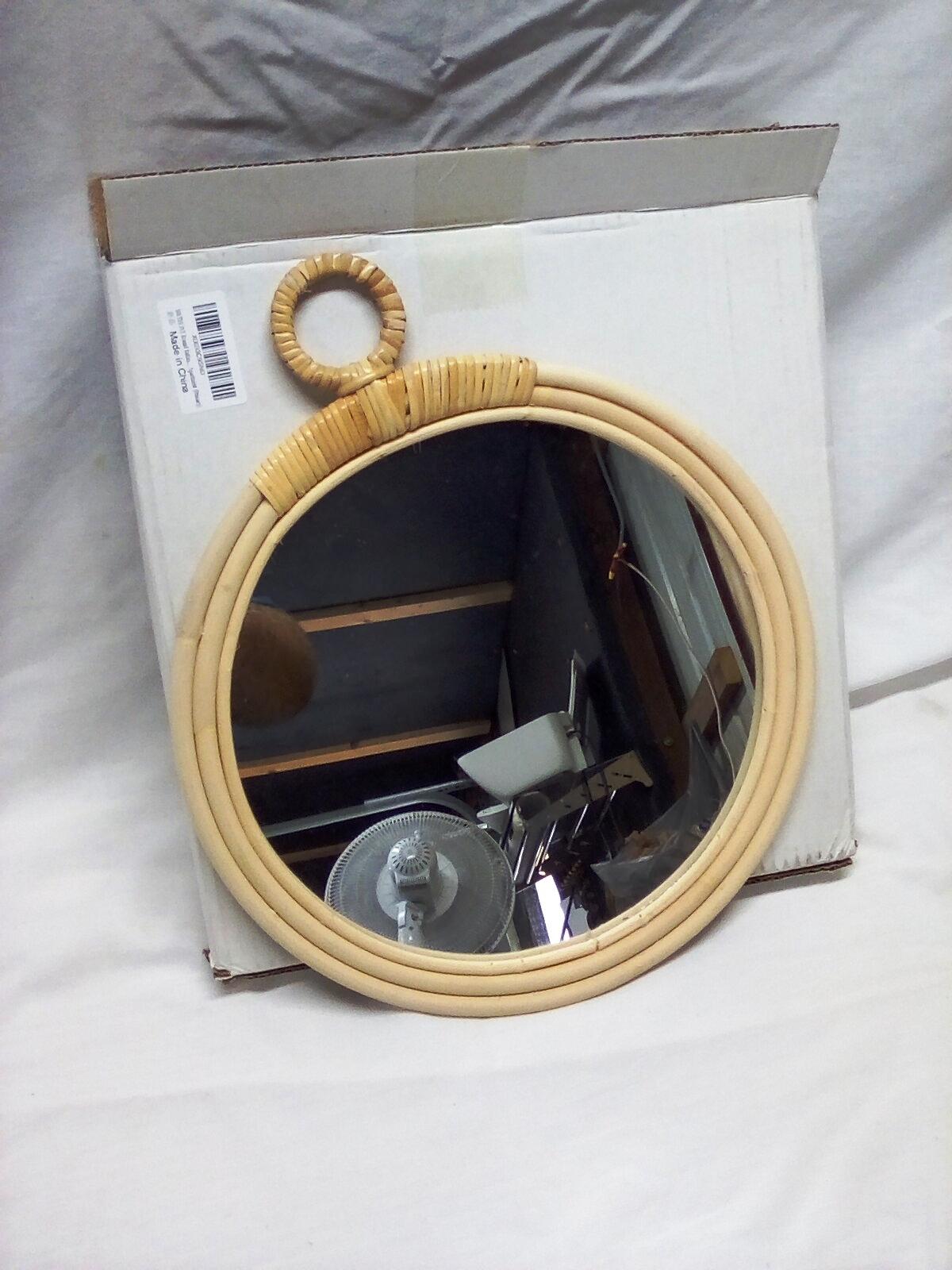 12" Diameter  Bamboo Frame Wall Mirror