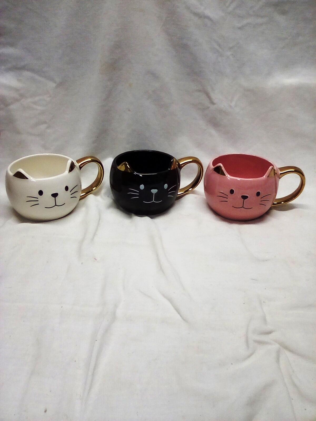 3 Ceramic Cat Mugs