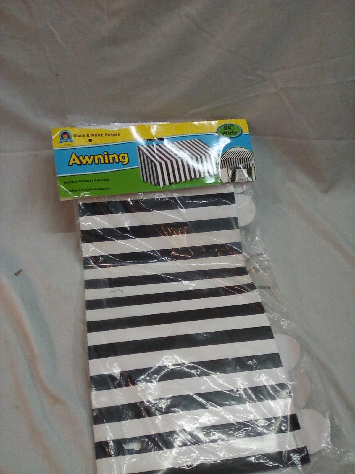 24” Black and White Striped Awning