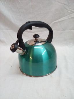 Teal Metal Tea Kettle