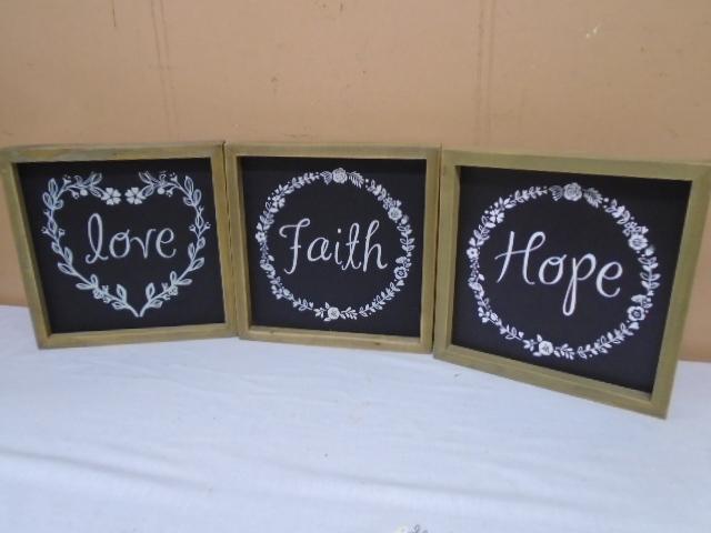 3 Pc. Love-Faith-Hope Wooden Wall Art