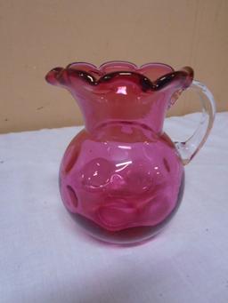 Fenton Cranberry Coin Dot Pitcher