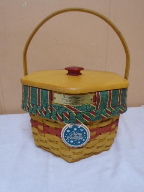 1997 Longaberger Snowflake Basket w/ Liner-Protector-Lid