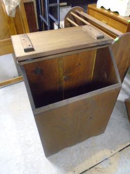 Large Wood Lift Top Bin