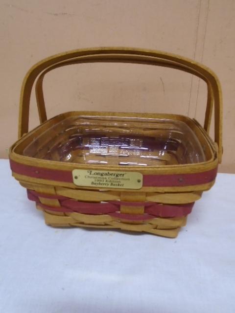 1993 Longaberger Red Accents Bayberry Basket w/ Protector