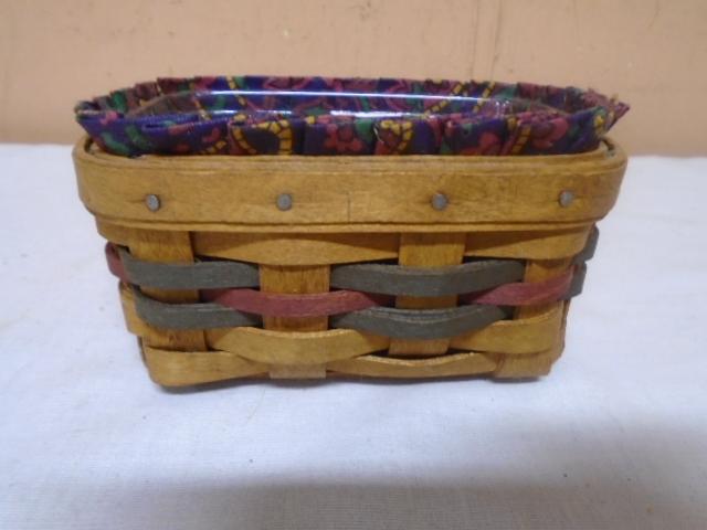 1994 Longaberger Father's Day Business Card Basket w/ Liner & Protector