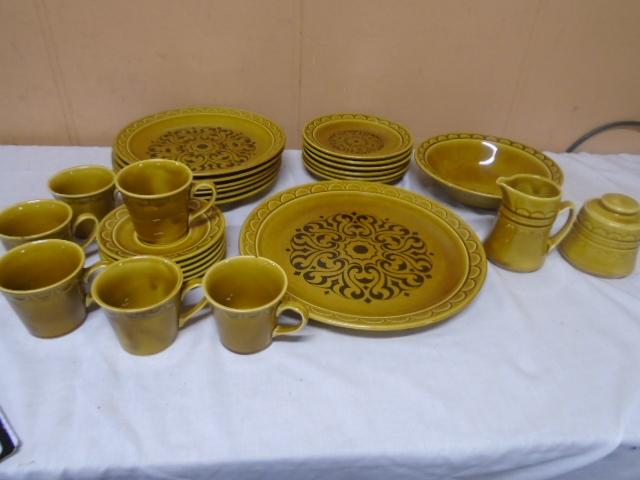 Vintage Place Setting for 6 Homer Laughlin Golden Harvest Dish Set