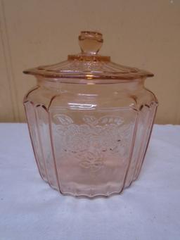 Pink Depression Glass Cookie Jar