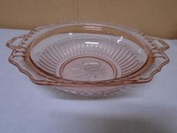 Pink Depression Double Handled Serving Bowl