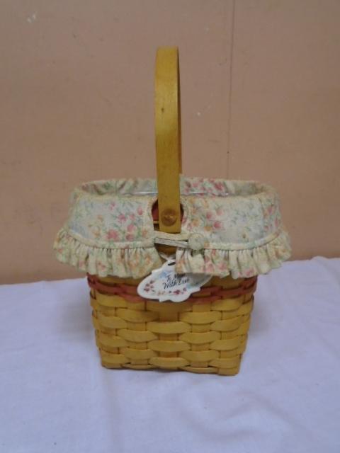 2001 Longaberger Mother's Day Vintage Blossoms Basket w/ Liner & Protector