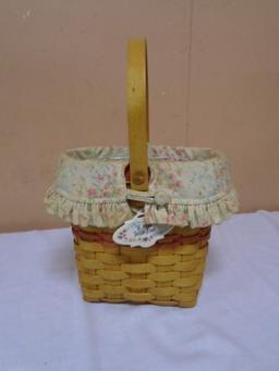 2001 Longaberger Mother's Day Vintage Blossoms Basket w/ Liner & Protector