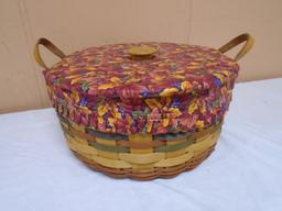 1995 Longaberger Shades of Autumn Basket of Plenty w/ Limer-Protector-Lid