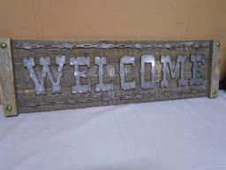 Wood and Galvanized Metal Welcome Sign