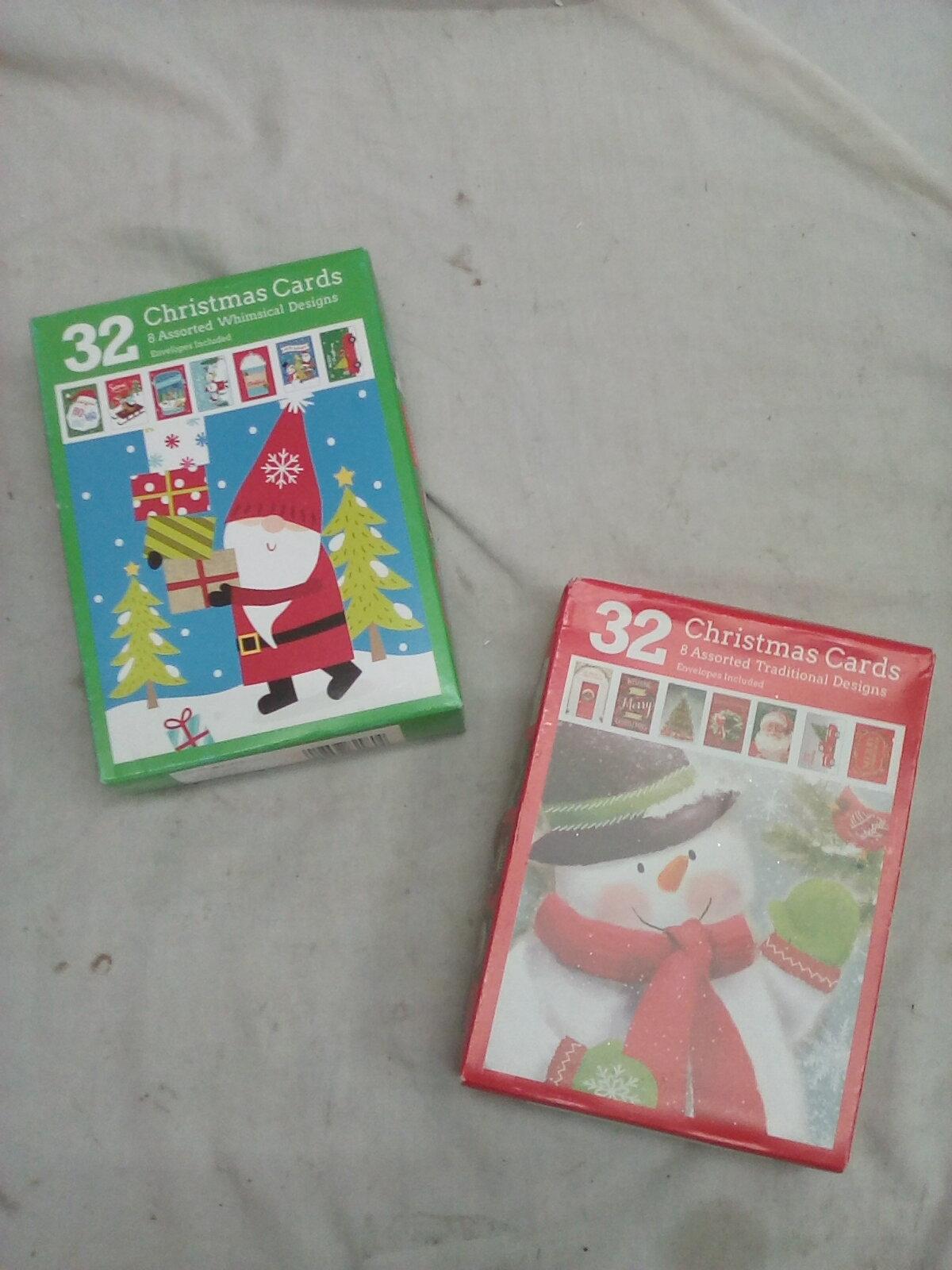 2 Packs of 32 Assorted Christmas Design Cards