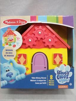 Melissa&Doug 8Pc Wooden Blue’s Clues and You Take-Along House for Children Ages 18m+