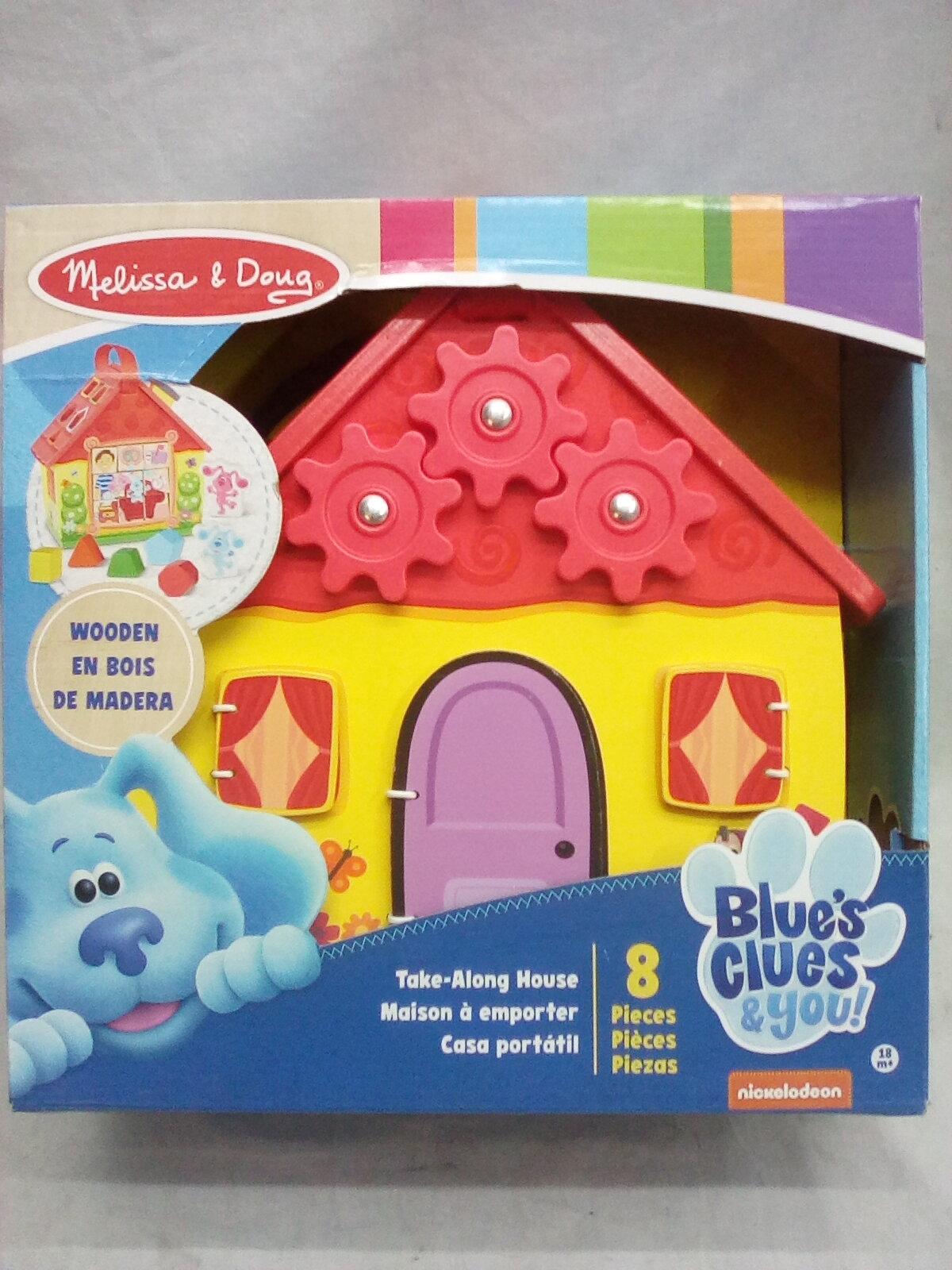 Melissa&Doug 8Pc Wooden Blue’s Clues and You Take-Along House for Children Ages 18m+