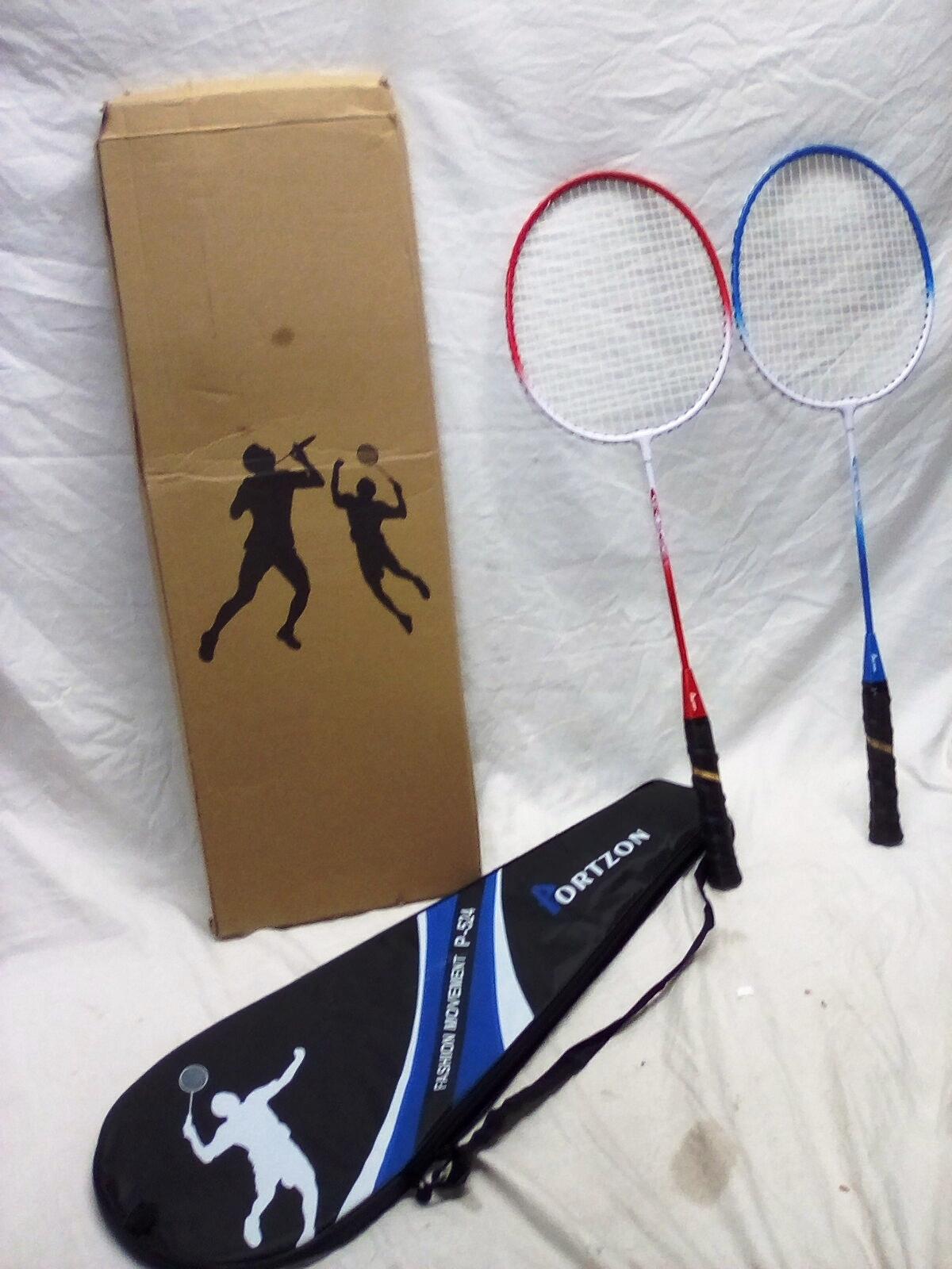 Pair of PortZone Badminton Rackets w/ Carry Case