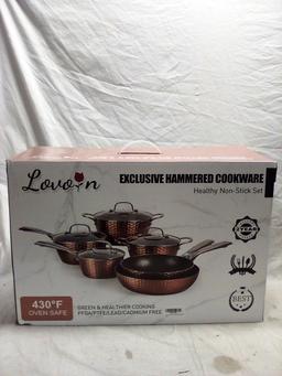 Lovon 14Pc Exclusive Hammered Non-stick Cookware