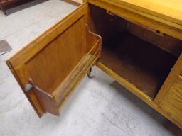Beautiful Antique Oak Kitchen Cupboard w/2 Glass Doors on Top/See Additional Pics.