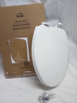 White Bemis Elongated Toilet Seat