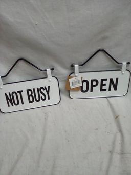 10” All Metal Double Sided Signs Busy/Not Busy and Open/Closed