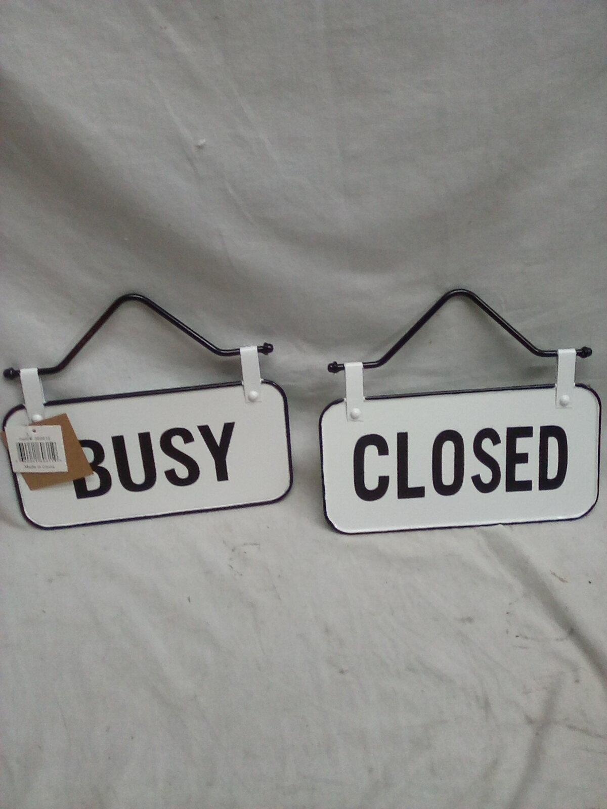 10” All Metal Double Sided Signs Busy/Not Busy and Open/Closed