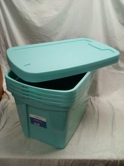 Set of 4 Trueliving Mint 18Gal Lock On Lid Storage Totes