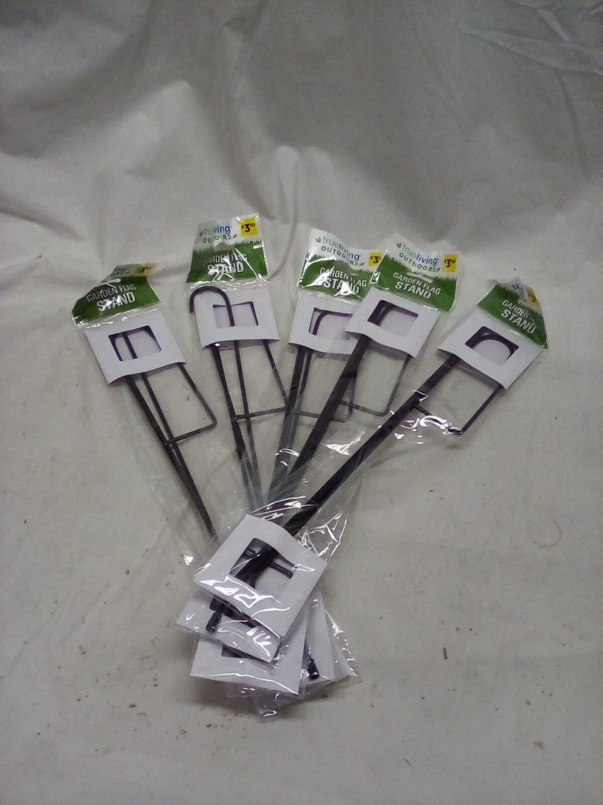 Lot of 5 Black Metal Garden Flag Holders