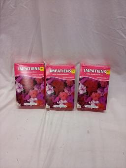 3 Packs of Impatiens Mixed Colors 25 Sq Ft Seed Mixture