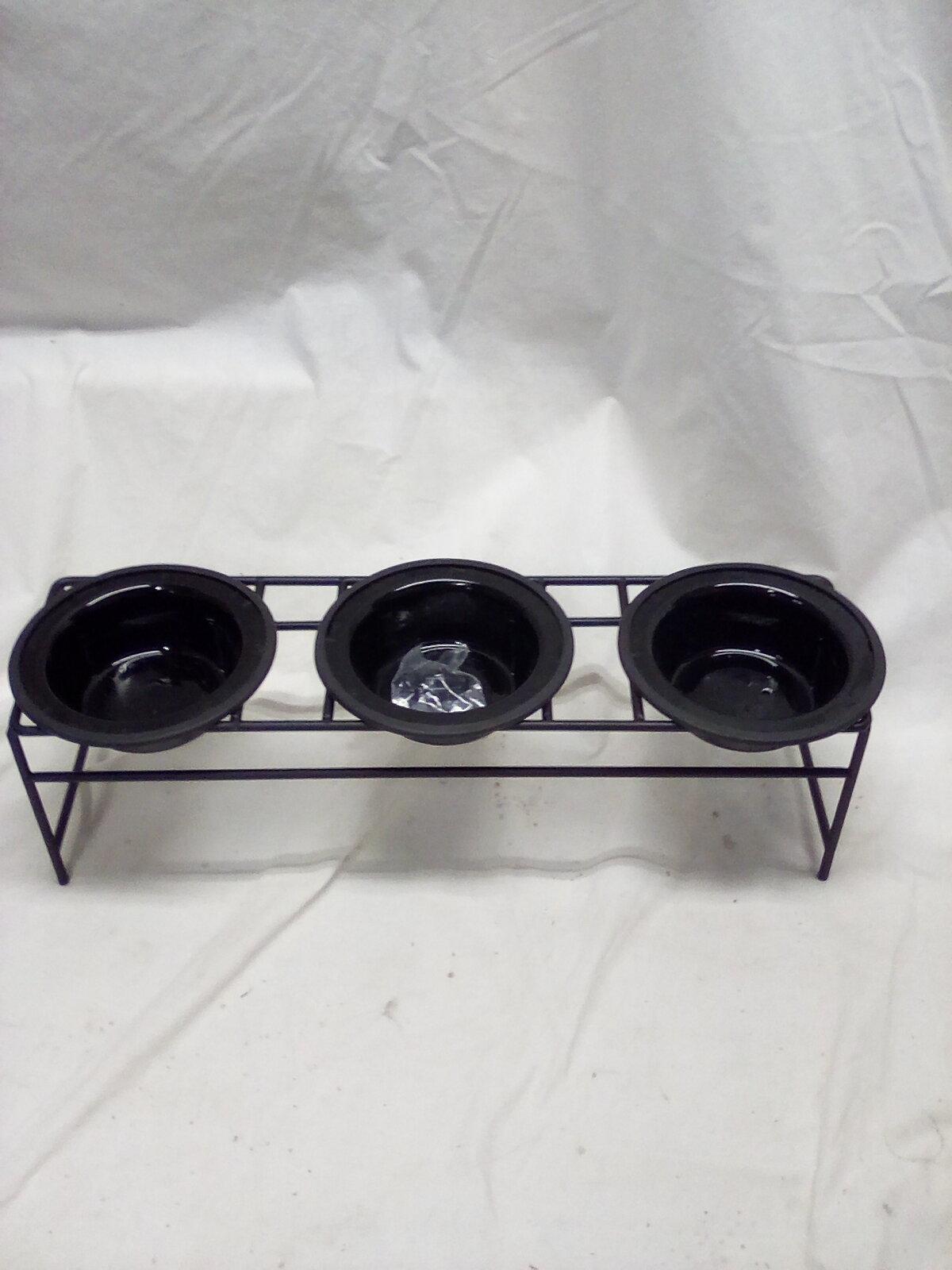 Black Finish Raised Small Pet Water and Food Bowls