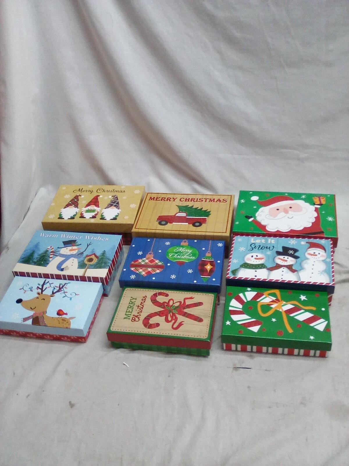 Set of 9 Nesting Christmas Boxes