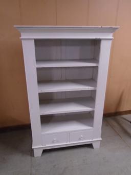 Crate & Barrel Solid Wood Bookcase w/ 2 Drawers on Bottom