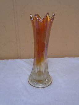 Ombre Glass Marigold Carnival Glass Swung Vase