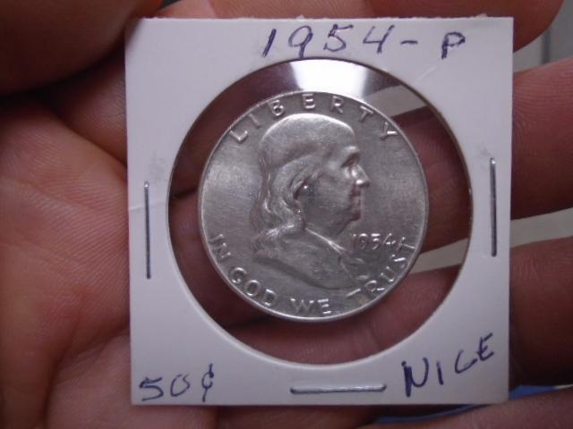 1954 P Mint Silver Franklin Half Dollar