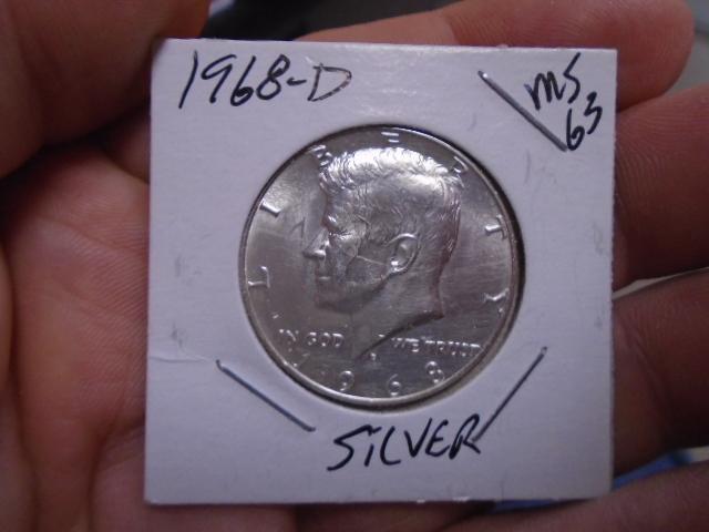 1968 D Mint Silver Kennedy Half Dollar