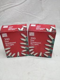 2 sets of 300 strand clear incandescent mini lights