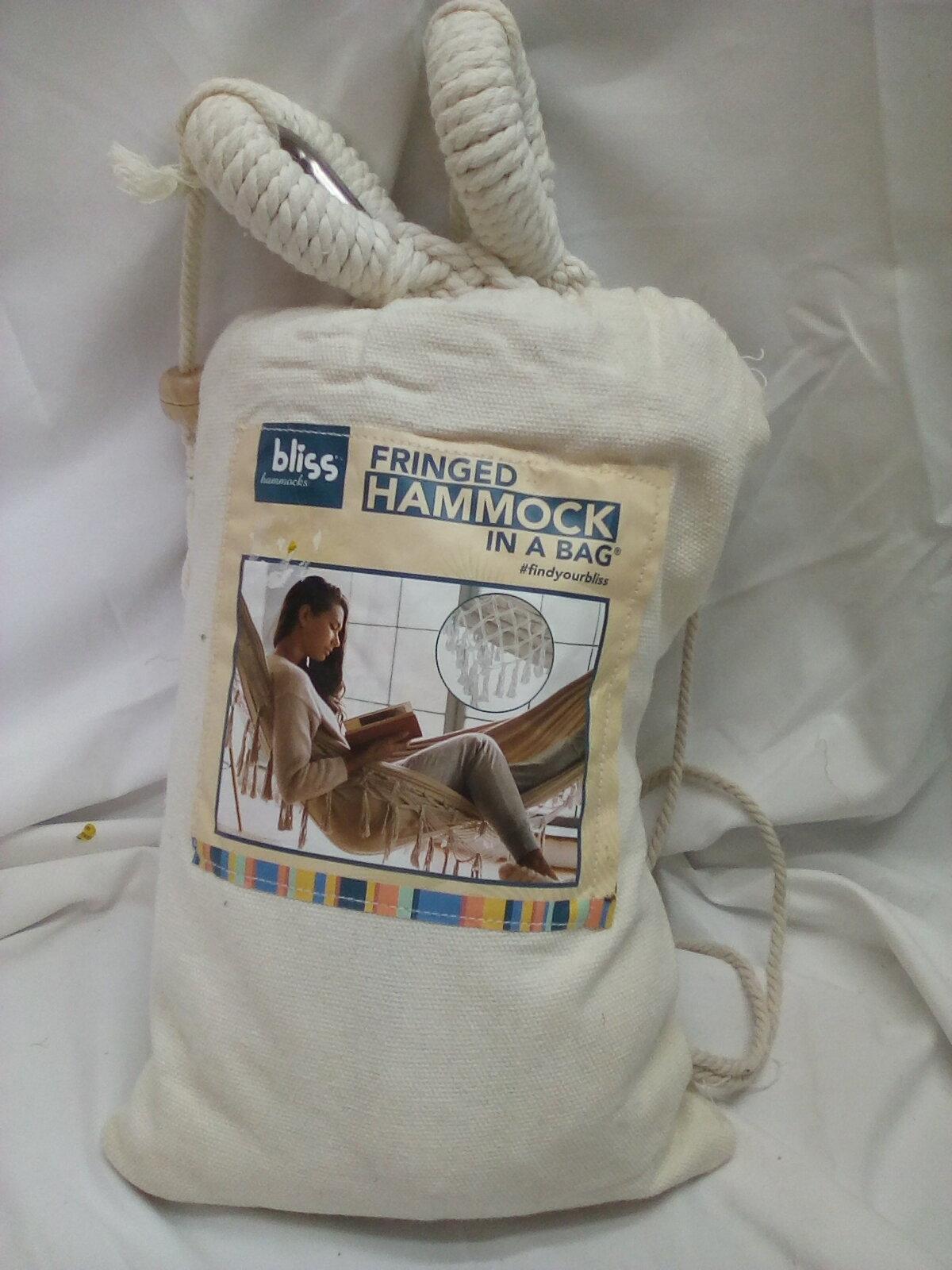 Bliss fringed hammock in a bag