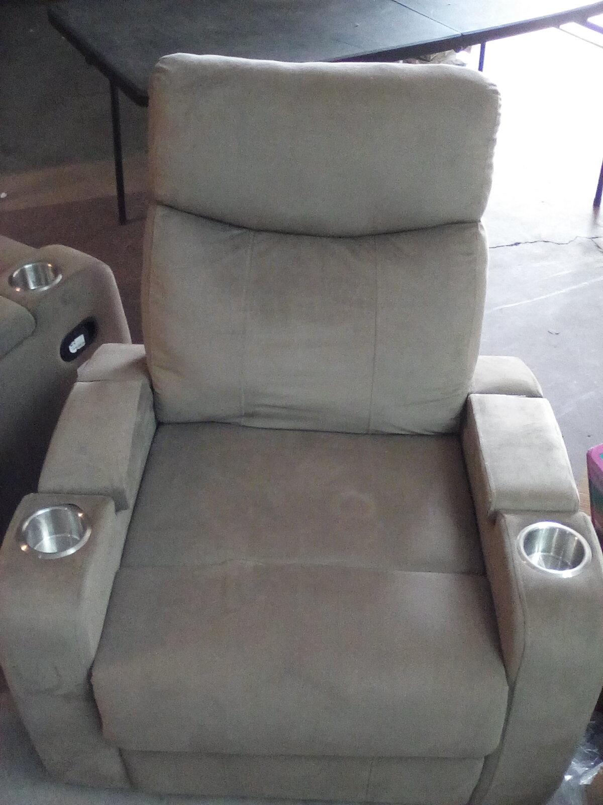 Tan/Dark Beige Microfiber Recliner