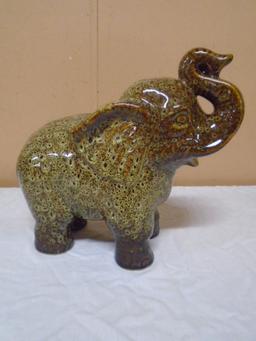 Beautiful Glazed Pottery Elephant Statue